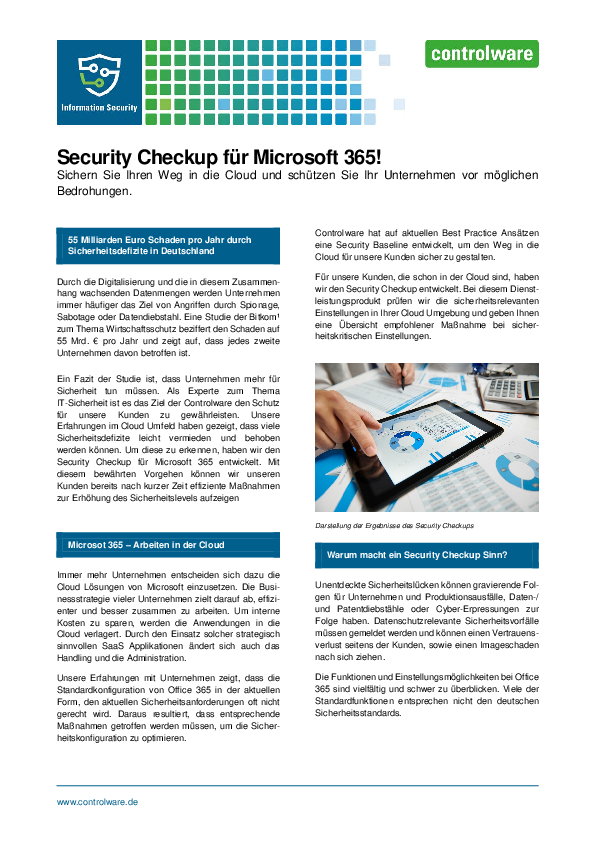 Lösungsbeschreibung: Security Checkup für Microsoft 365